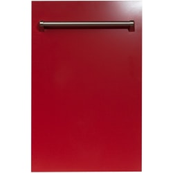 18 Inch Fully Integrated Dishwasher - 18 Inch Top Control Dishwasher in Red Gloss with Traditional Style Handle view