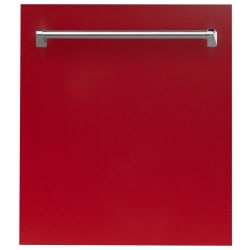 24 Inch Fully Integrated Dishwasher - 24 Inch Top Control Dishwasher in Red Gloss with Traditional Style Handle view