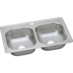 33 Inch Drop-In Double Bowl Stainless Steel Sink  - 33 Inch Drop-In Double Bowl Stainless Steel Sink with 1 Faucet Hole view