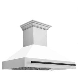 48 Inch Wall Mount Range Hood  - DuraSnow Stainless Steel with Matte Black Handle view