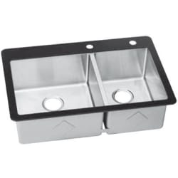 33 Inch Drop-In Double Bowl Kitchen Sink - Feature View view
