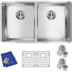 31 Inch 50/50 Double Bowl Undermount Kitchen Sink Kit  - Main View view