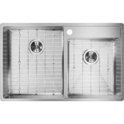 32 Inch Offset Double Bowl Undermount Kitchen Sink Kit  - Top View view