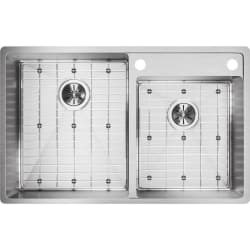 32 Inch Offset Double Bowl Undermount Kitchen Sink Kit - Top View view