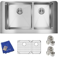 36 Inch 60/40 Double Bowl Farmhouse Kitchen Sink Kit  - Main View view