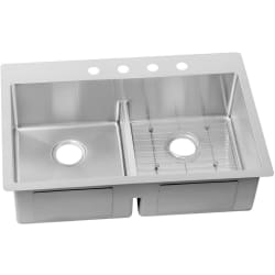 33 Inch Dual Mount Double Bowl Kitchen Sink Kit - Top View view