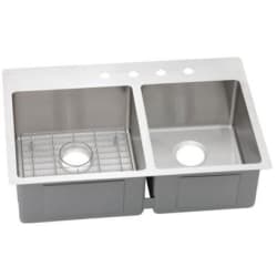 33 Inch Dual Mount Double Bowl Kitchen Sink - Feature View view