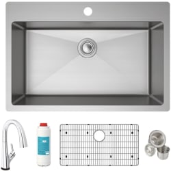22 Inch Single Bowl Dual Mount Kitchen Sink Kit  - Elkay Crosstown® 18 Gauge Stainless Steel Single Bowl Dual Mount Sink Kit with Filtered Faucet and Accessories view