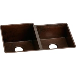 31 Inch Offset Double Bowl Undermount Copper Sink - Main View view
