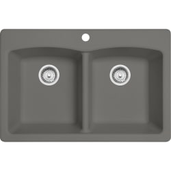 33 Inch Ellipse Granite Drop-In/Undermount Double Bowl Kitchen Sink  - Ellipse EDSG33229-1 Granite Stone Grey view