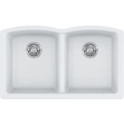 33 Inch Ellipse Granite Undermount Double Bowl Kitchen Sink  - Ellipse ELG120PWT Granite Polar White view