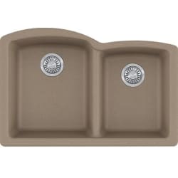 33 Inch Ellipse Undermount Double Bowl Granite Kitchen Sink  - 33 Inch Ellipse Undermount Double Bowl Granite Kitchen Sink with 9 Inch Bowl Depth view