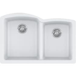 33 Inch Ellipse Granite Undermount Double Bowl Kitchen Sink  - Ellipse ELG160PWT Granite Polar White view