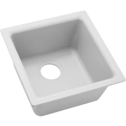 15-3/4 Inch Quartz Classic Single Bowl Kitchen Sink  - White Main View view