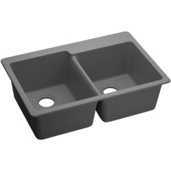 33 Inch Offset Double Bowl Top Mount Kitchen Sink  - Greystone Main View view