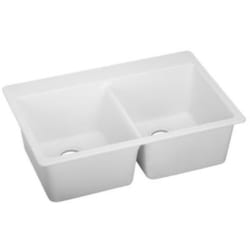 33 Inch Drop-In Kitchen Sink  - White Angle View view