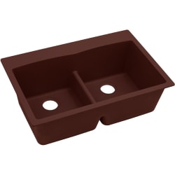 33 Inch Double Bowl Top Mount Kitchen Sink  - Pecan Angled View view