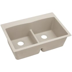 33 Inch Double Bowl Top Mount Kitchen Sink  - Putty Angled View view