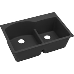 33 Inch 60/40 Double Bowl Drop-In Kitchen Sink  - Black Angled View view