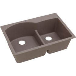 33 Inch 60/40 Double Bowl Drop-In Kitchen Sink  - Greige Angled View view