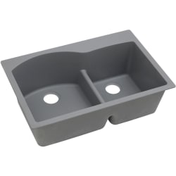 33 Inch 60/40 Double Bowl Drop-In Kitchen Sink  - Greystone Angled View view