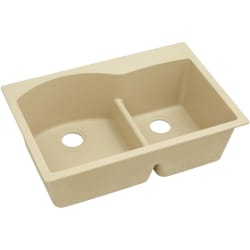 33 Inch 60/40 Double Bowl Drop-In Kitchen Sink  - Sand Angled View view