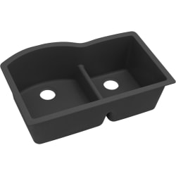 33 Inch 60/40 Double Bowl Undermount Kitchen Sink  - Black Angled View view