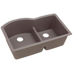 33 Inch 60/40 Double Bowl Undermount Kitchen Sink  - Greige Angled View view