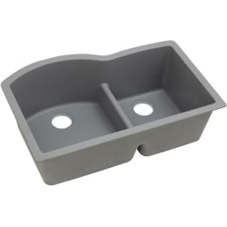 33 Inch 60/40 Double Bowl Undermount Kitchen Sink - Greystone Angled View view