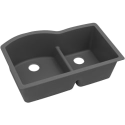 33 Inch 60/40 Double Bowl Undermount Kitchen Sink  - Greystone Angled View view