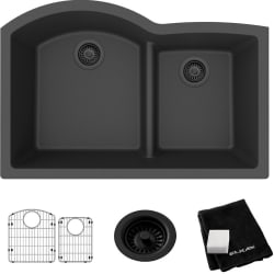 22 Inch Undermount 60/40 Double Bowl Kitchen Sink  - Elkay Quartz Classic® 60/40 Double Bowl Undermount Kitchen Sink Kit with Aqua Divide view