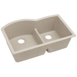 33 Inch 60/40 Double Bowl Undermount Kitchen Sink  - Putty Angled View view