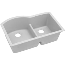 33 Inch 60/40 Double Bowl Undermount Kitchen Sink  - White Angled View view