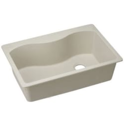 33 Inch Drop-In Kitchen Sink - Bisque view
