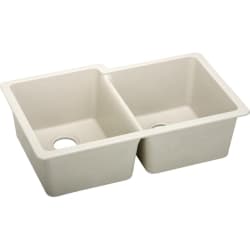 33 Inch Offset Double Bowl Undermount Kitchen Sink - Bisque Angled View view