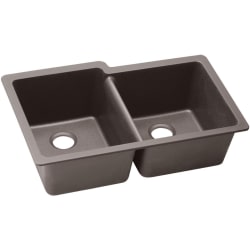 33 Inch Offset Double Bowl Undermount Kitchen Sink  - Greige Angled View view