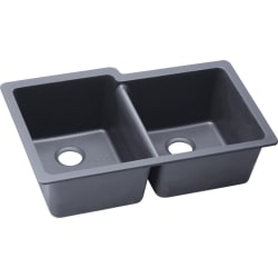 33 Inch Offset Double Bowl Undermount Kitchen Sink  - Dusk Gray Main View view