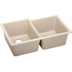 33 Inch Offset Double Bowl Undermount Kitchen Sink  - Putty Angled View view