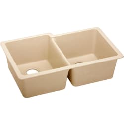 33 Inch Offset Double Bowl Undermount Kitchen Sink - Sand Angled View view