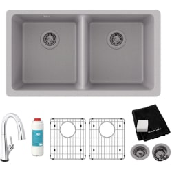 18 1/2 Inch Undermount Double Bowl Kitchen Sink  - 18 1/2 Inch Undermount Double Bowl Kitchen Sink with Filtered Faucet and Accessories view