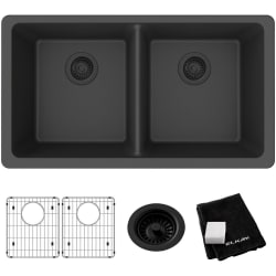 18 1/2 Inch Undermount Double Bowl Kitchen Sink Kit  - Elkay Quartz Classic® Equal Double Bowl Undermount Kitchen Sink Kit with Accessories view