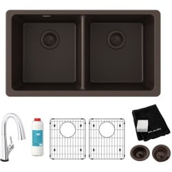 18 1/2 Inch Undermount Double Bowl Kitchen Sink  - 18 1/2 Inch Undermount Double Bowl Kitchen Sink with Filtered Faucet and Accessories view