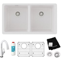 18 1/2 Inch Undermount Double Bowl Kitchen Sink  - 18 1/2 Inch Undermount Double Bowl Kitchen Sink with Filtered Faucet and Accessories view