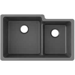 20 1/2 Inch Undermount Double Bowl Kitchen Sink  - Elkay Quartz Classic® 9-1/2" Offset 60/40 Double Bowl Undermount Sink with Aqua Divide. view
