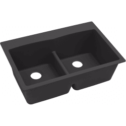 33 Inch Double Bowl Top Mount Kitchen Sink - Black view