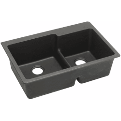 33 Inch Drop-In Double Bowl Sink - Black view