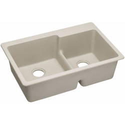 33 Inch Drop-In Double Bowl Sink - Bisque view