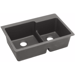 33 Inch Drop-In Double Bowl Sink  - Dusk Gray view