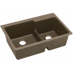 33 Inch Drop-In Double Bowl Sink  - Mocha view