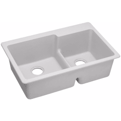 33 Inch Drop-In Double Bowl Sink - White view